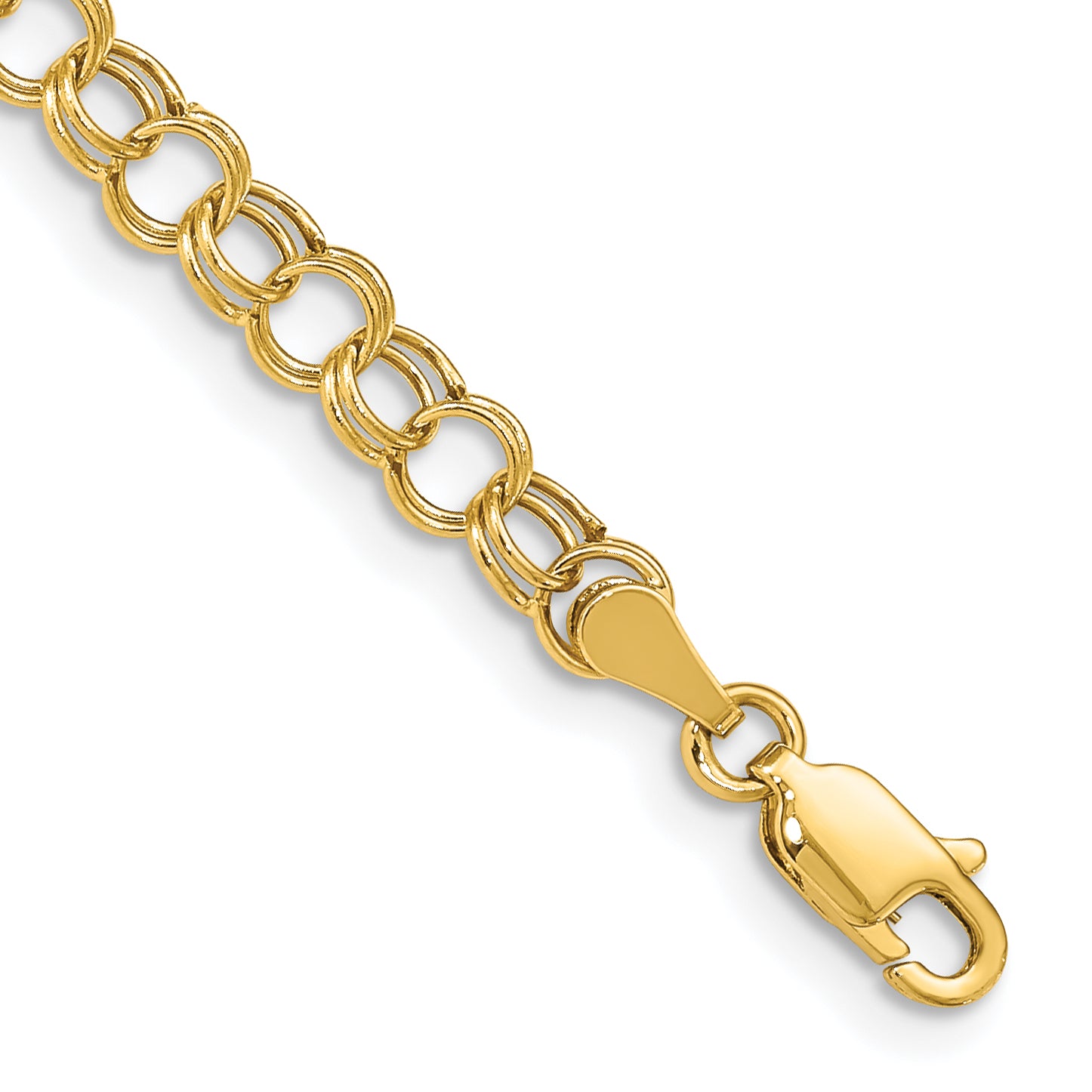14k 5mm Hollow Double Link 8 inch Charm Bracelet