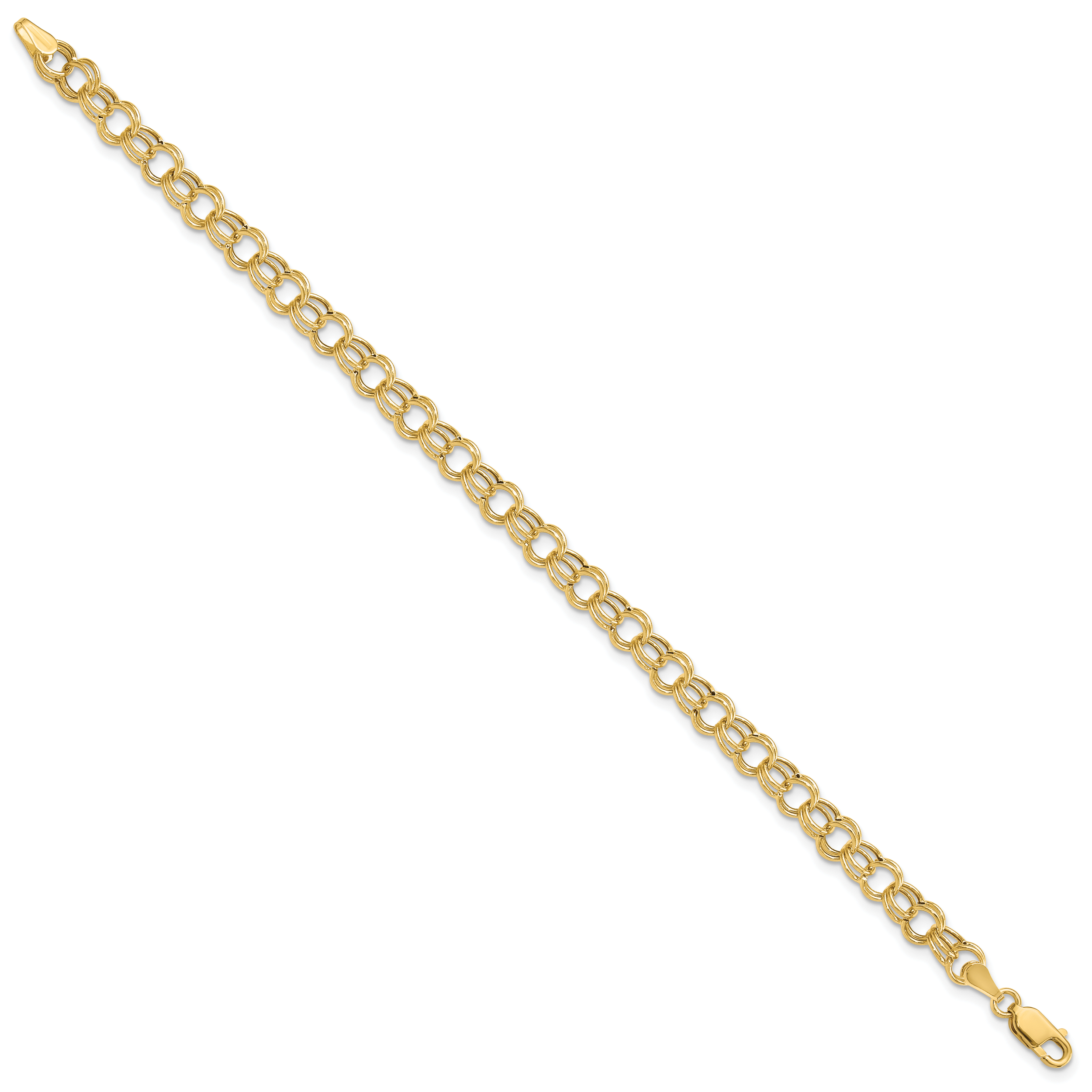 14k 6mm Hollow Double Link 7 inch Charm Bracelet Secondary image