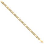 14k 6mm Hollow Double Link 8 inch Charm Bracelet