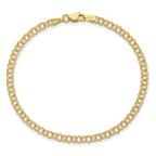 14k 3.5mm Solid Double Link 8 inch Charm Bracelet