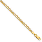 14k 3.5mm Solid Double Link 8 inch Charm Bracelet