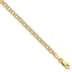 14k 3.5mm Solid Double Link 8 inch Charm Bracelet
