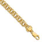 14k 7.5mm Diamond-cut Solid Heavy Double Link 8 inch Charm Bracelet