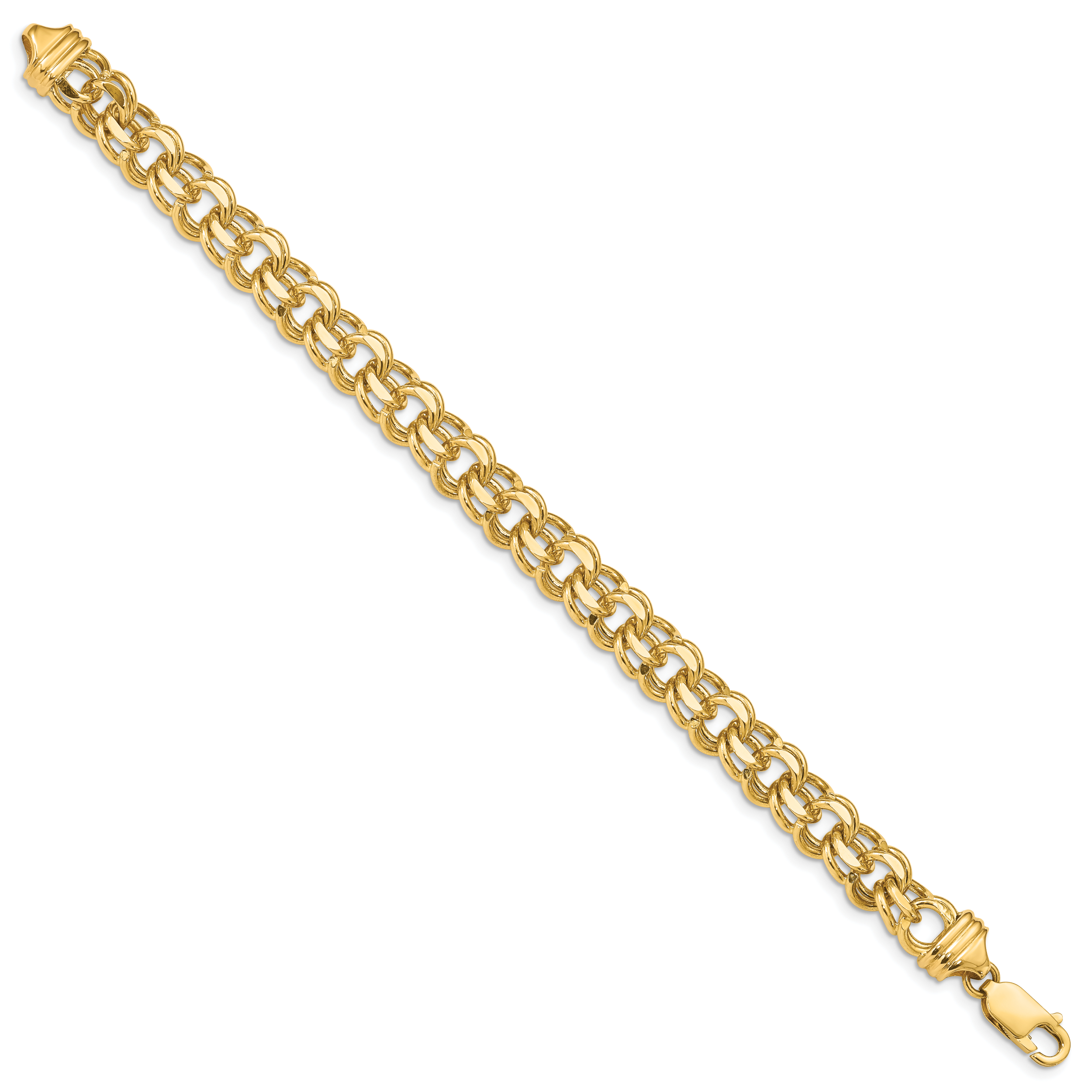 14k 8.5mm Diamond-cut Solid Heavy Double Link 7 inch Charm Bracelet Secondary image