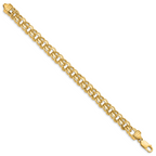 14k 8.5mm Diamond-cut Solid Heavy Double Link 8 inch Charm Bracelet