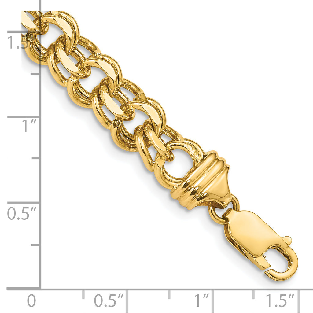 14k 8.5mm Diamond-cut Solid Heavy Double Link 8 inch Charm Bracelet