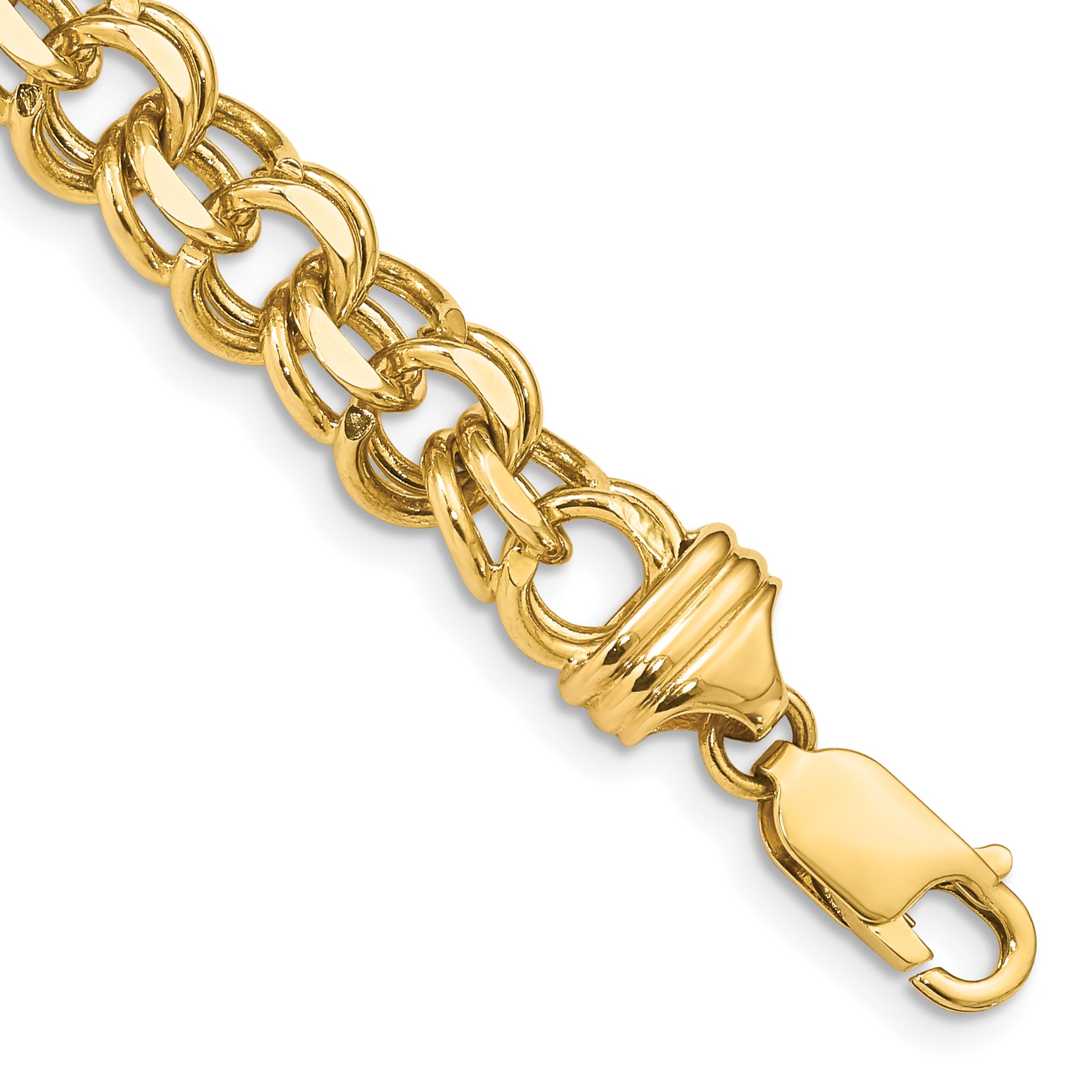 14k 8.5mm Diamond-cut Solid Heavy Double Link 8 inch Charm Bracelet Main image