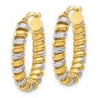 Sterling Silver 18K Gold Polished Oval Diamond-cut Coil Hoop Earrings for Women