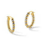 Sterling Silver 18K Gold Polished Oval Diamond-cut Coil Hoop Earrings for Women