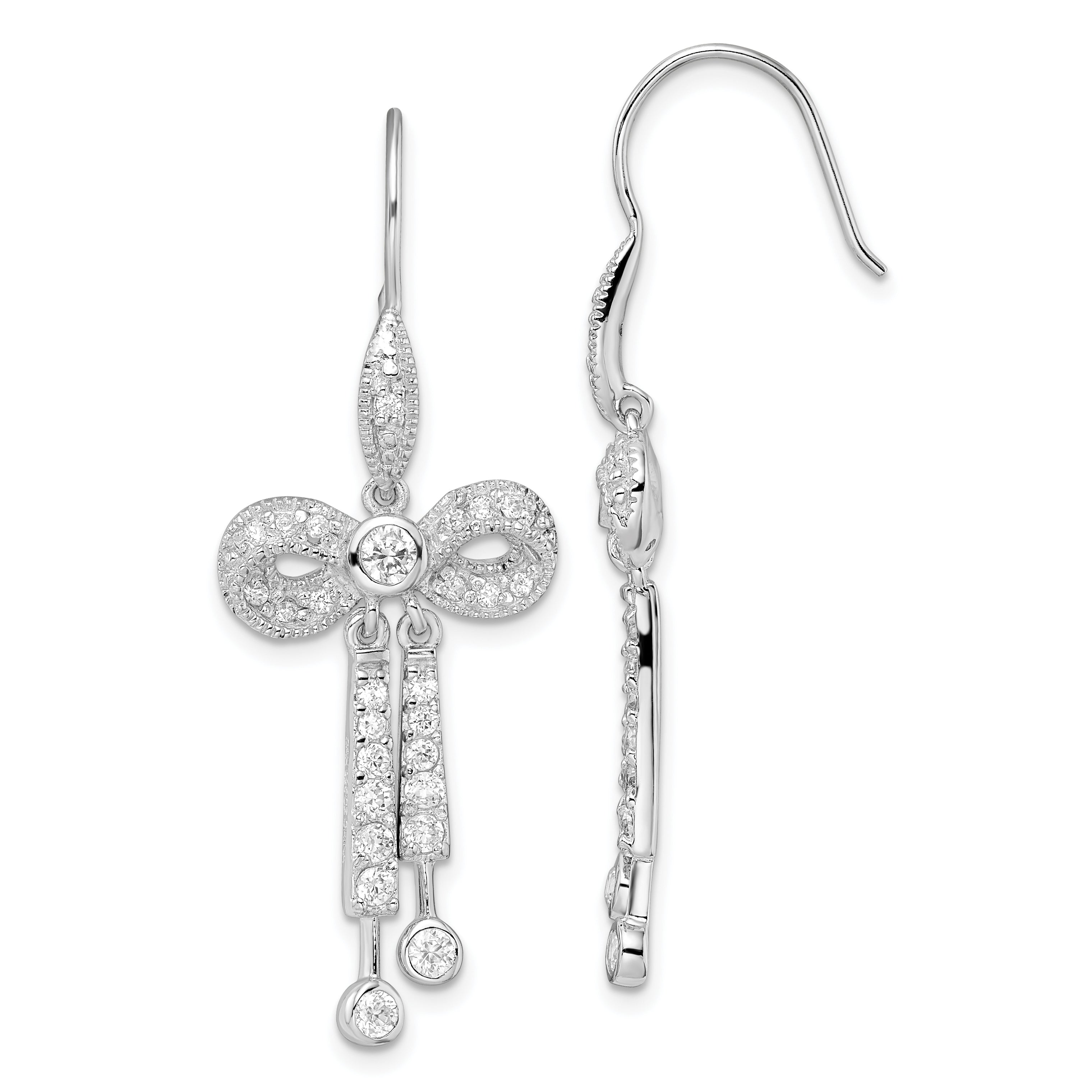 Sterling Silver CZ Bow French Wire Earrings Main image