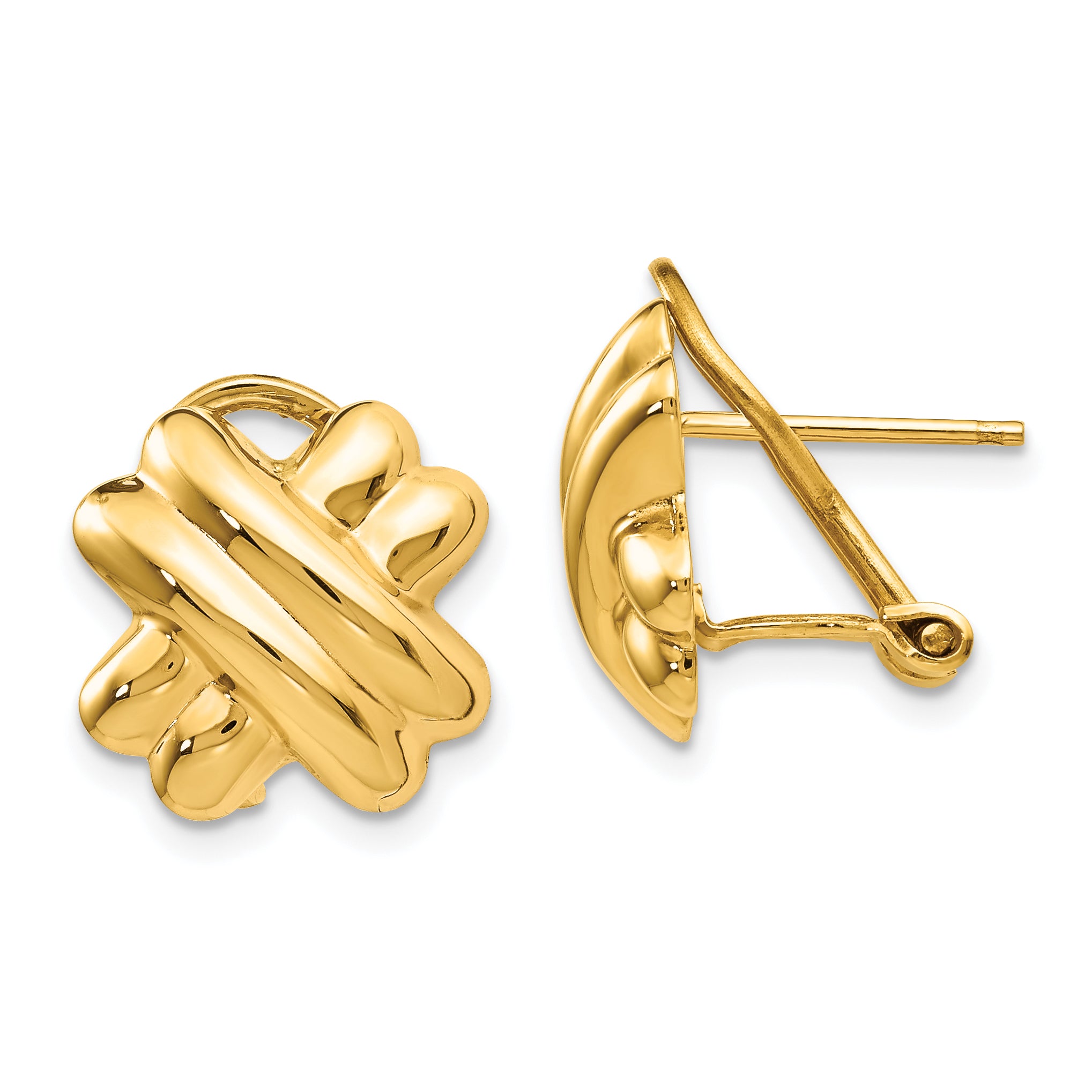 14k Polished X Omega Back Post Earrings Main image