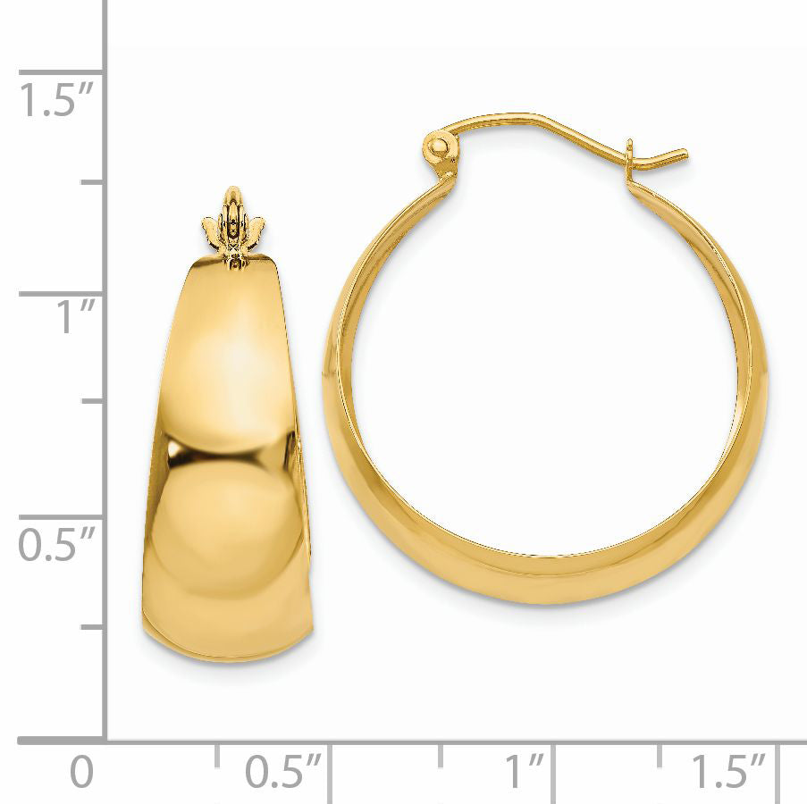 14k Polished 10.5mm Tapered Hoop Earrings