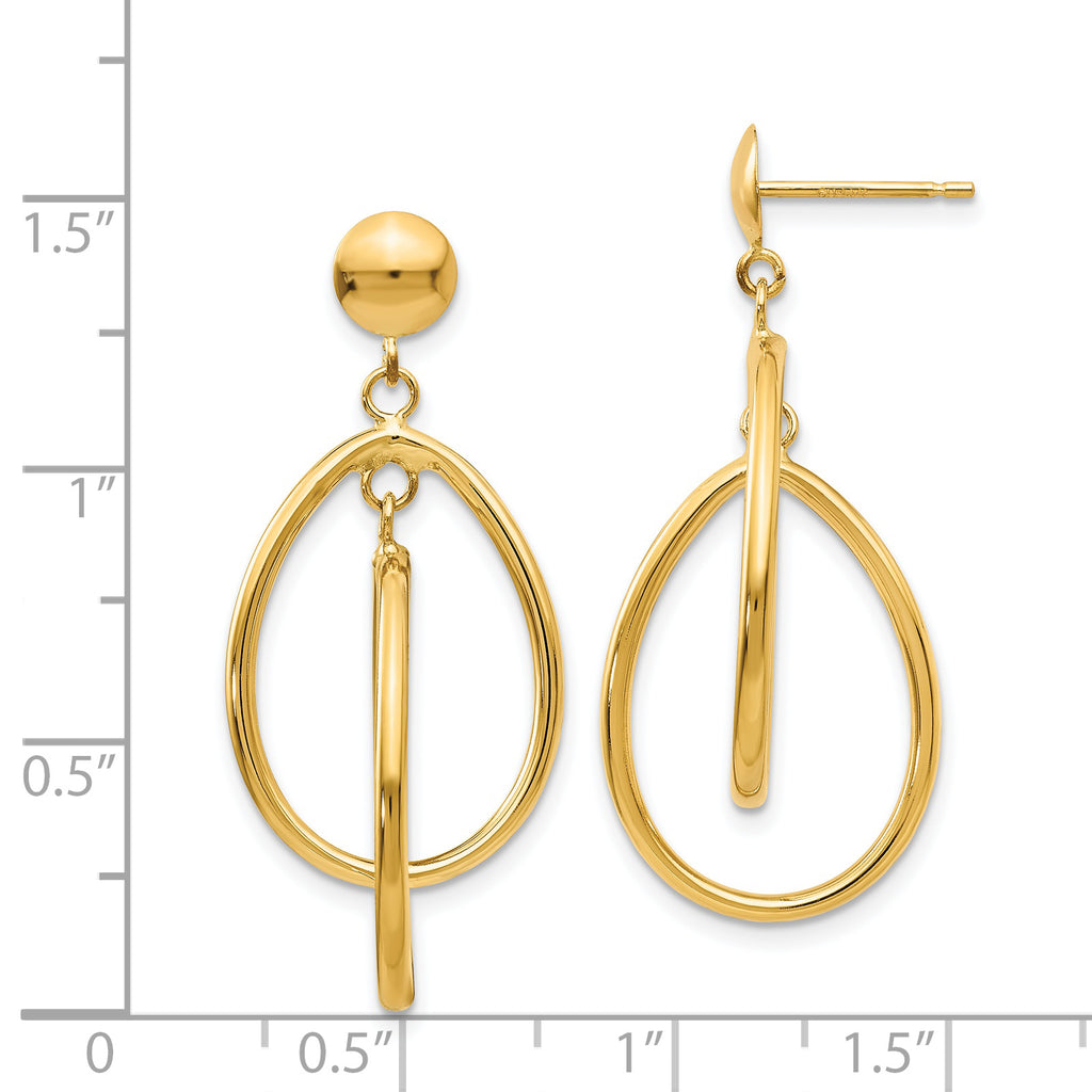 14k Polished Oval Dangle Earrings