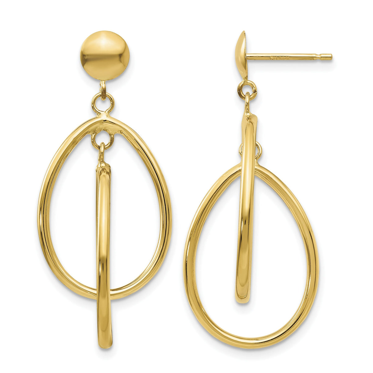 Teardrop Stud Dangle Earrings in 14K Yellow Gold, 16mm - Sophia Jewelers