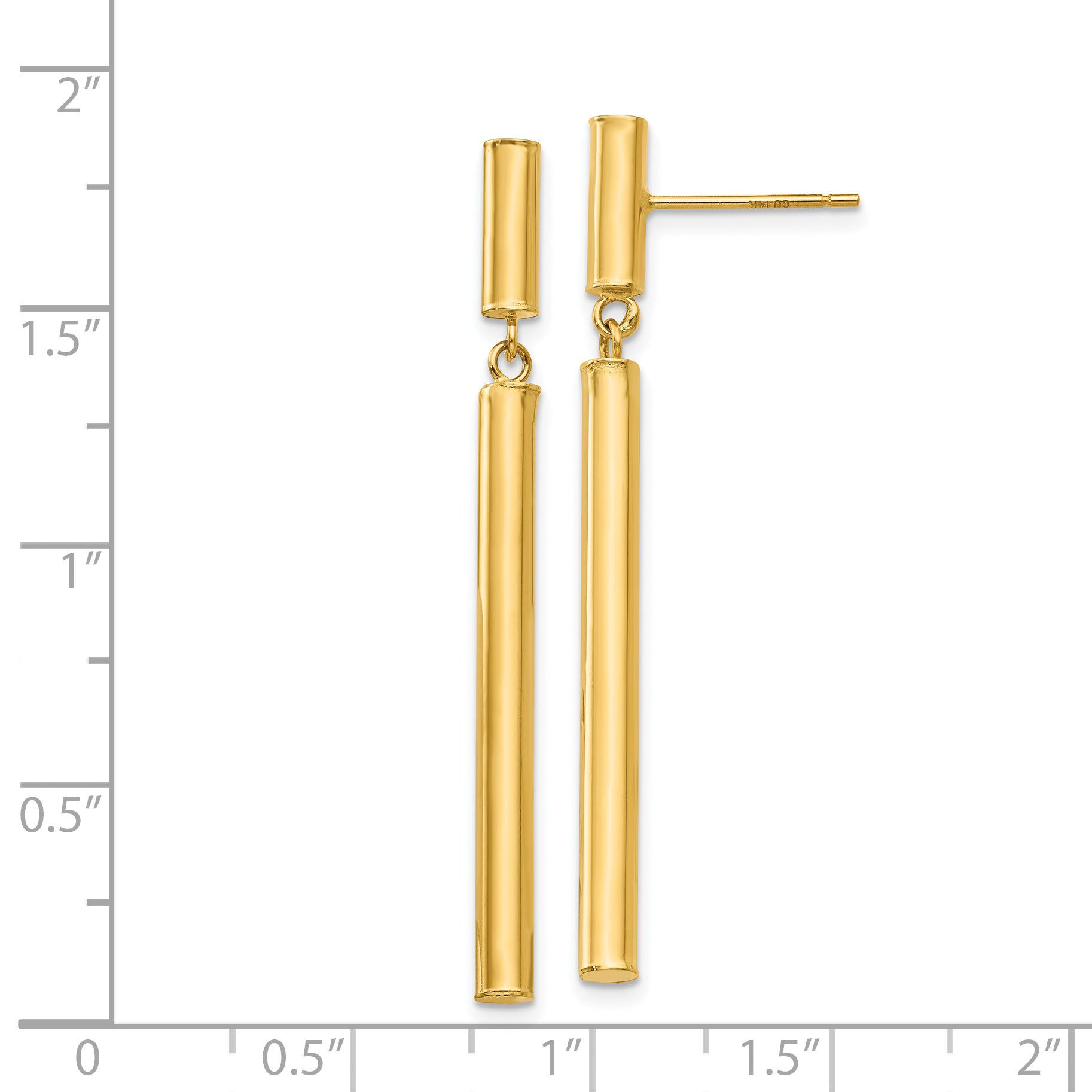 14k Fancy Dangle Round Tube Earrings