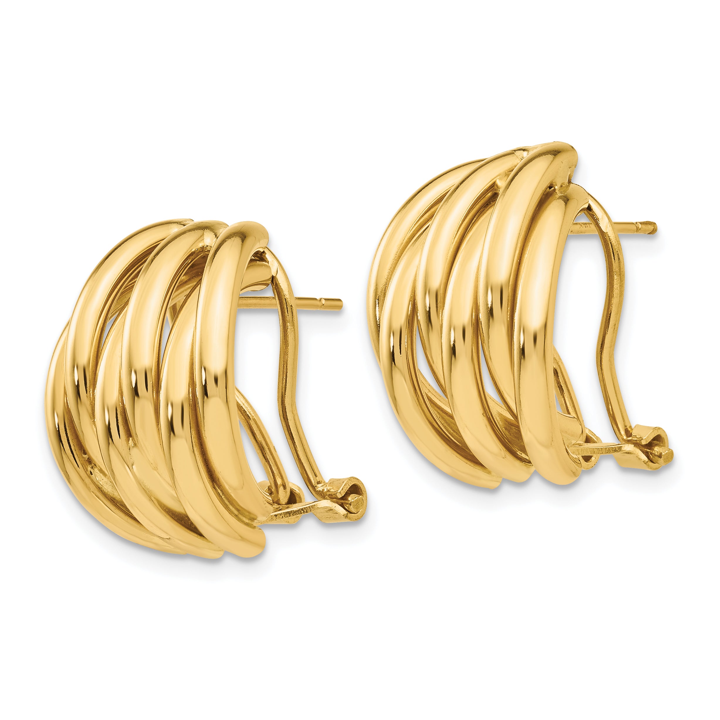 14k Polished Fancy Omega Back Post Earrings Secondary image