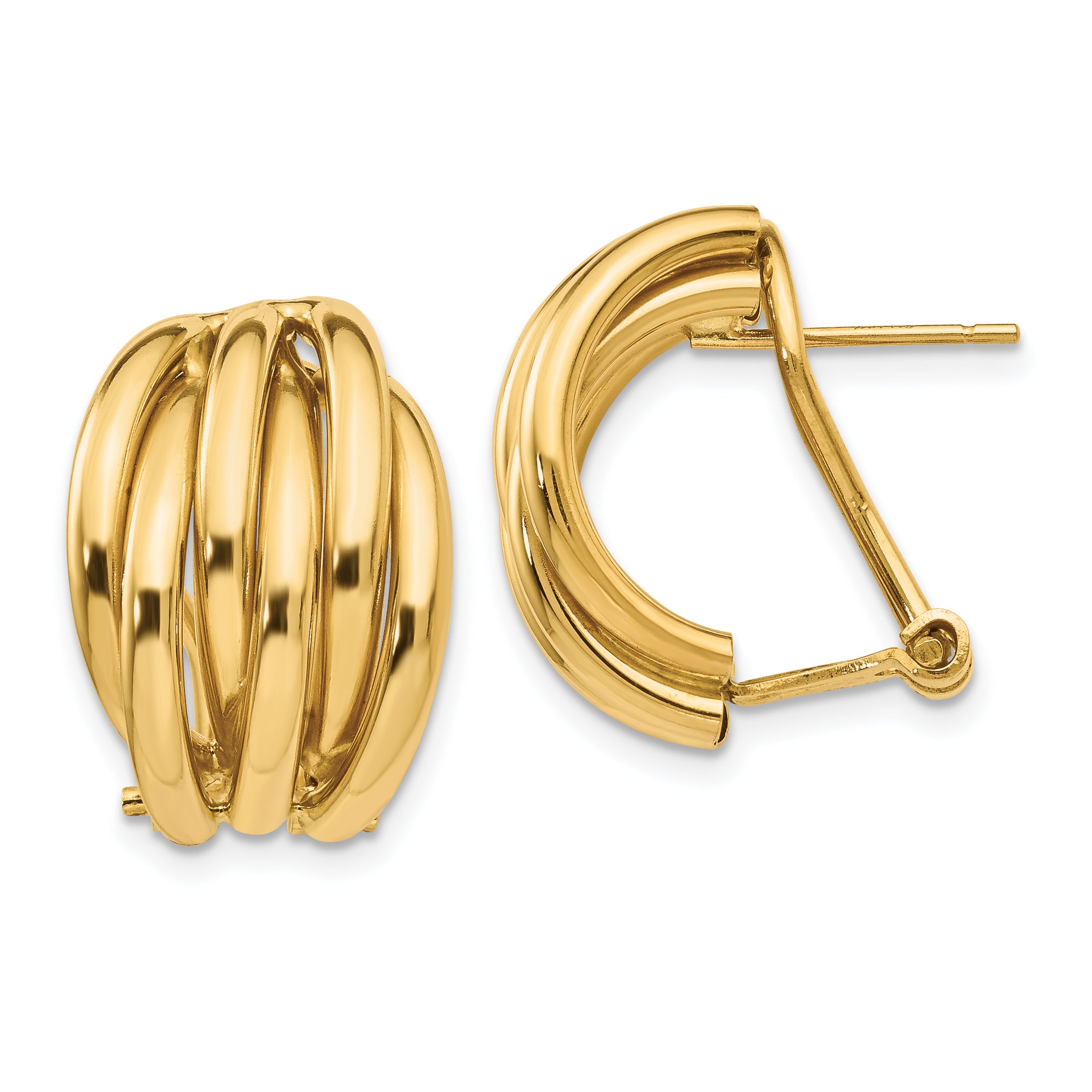 14k Polished Fancy Omega Back Post Earrings Main image