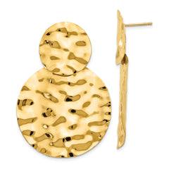 14k Polished Hammered Dangle Earrings