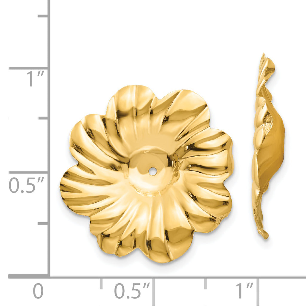 14k Polished Floral Earring Jackets
