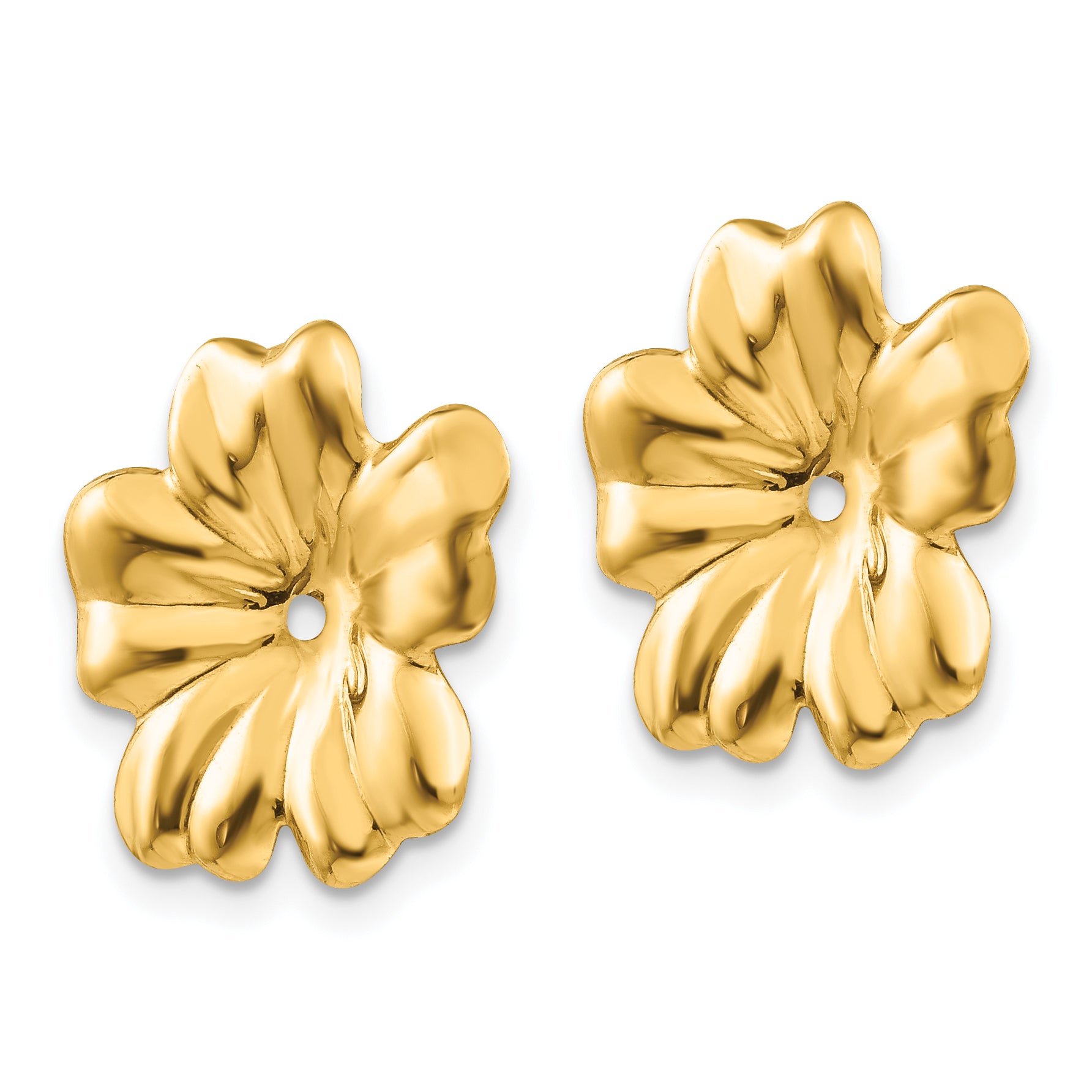 14k Polished Floral Earring Jackets Secondary image