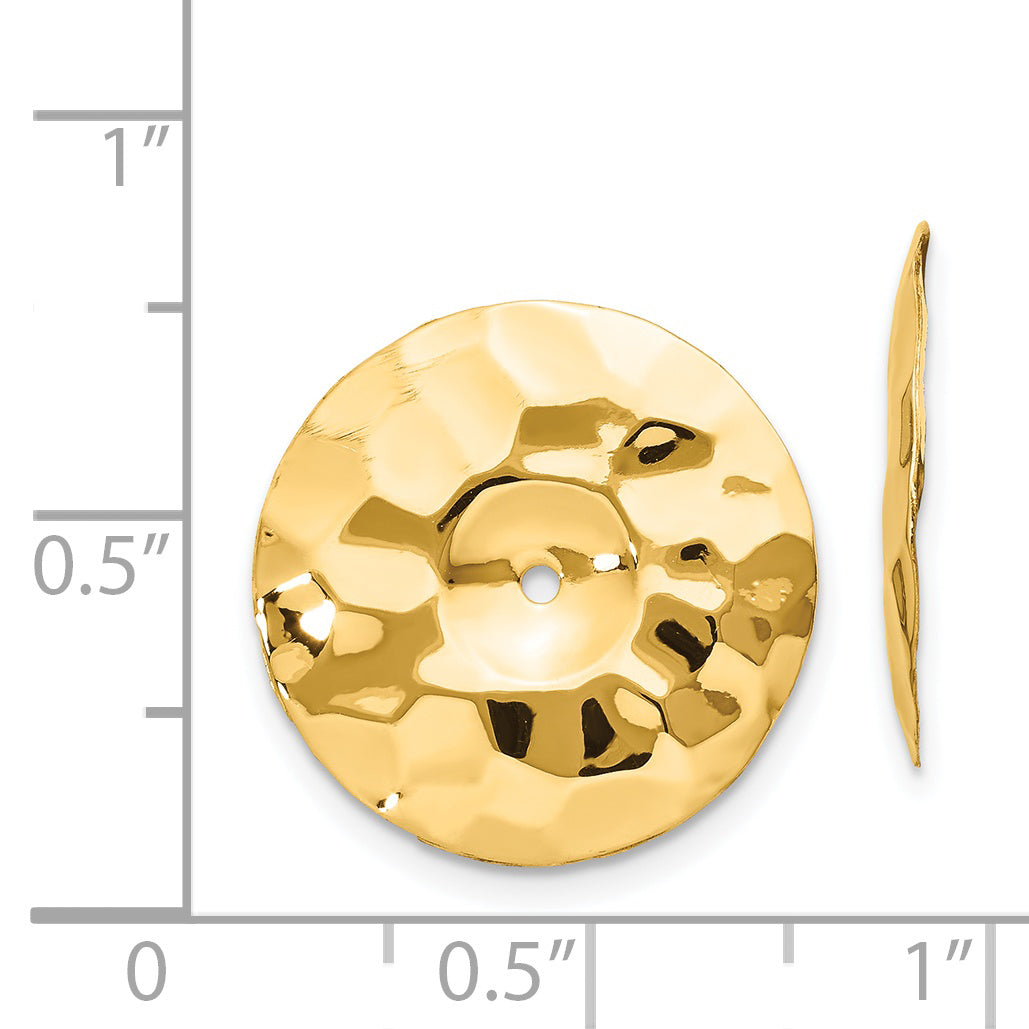 14k Polished Hammered Disc Earring Jackets