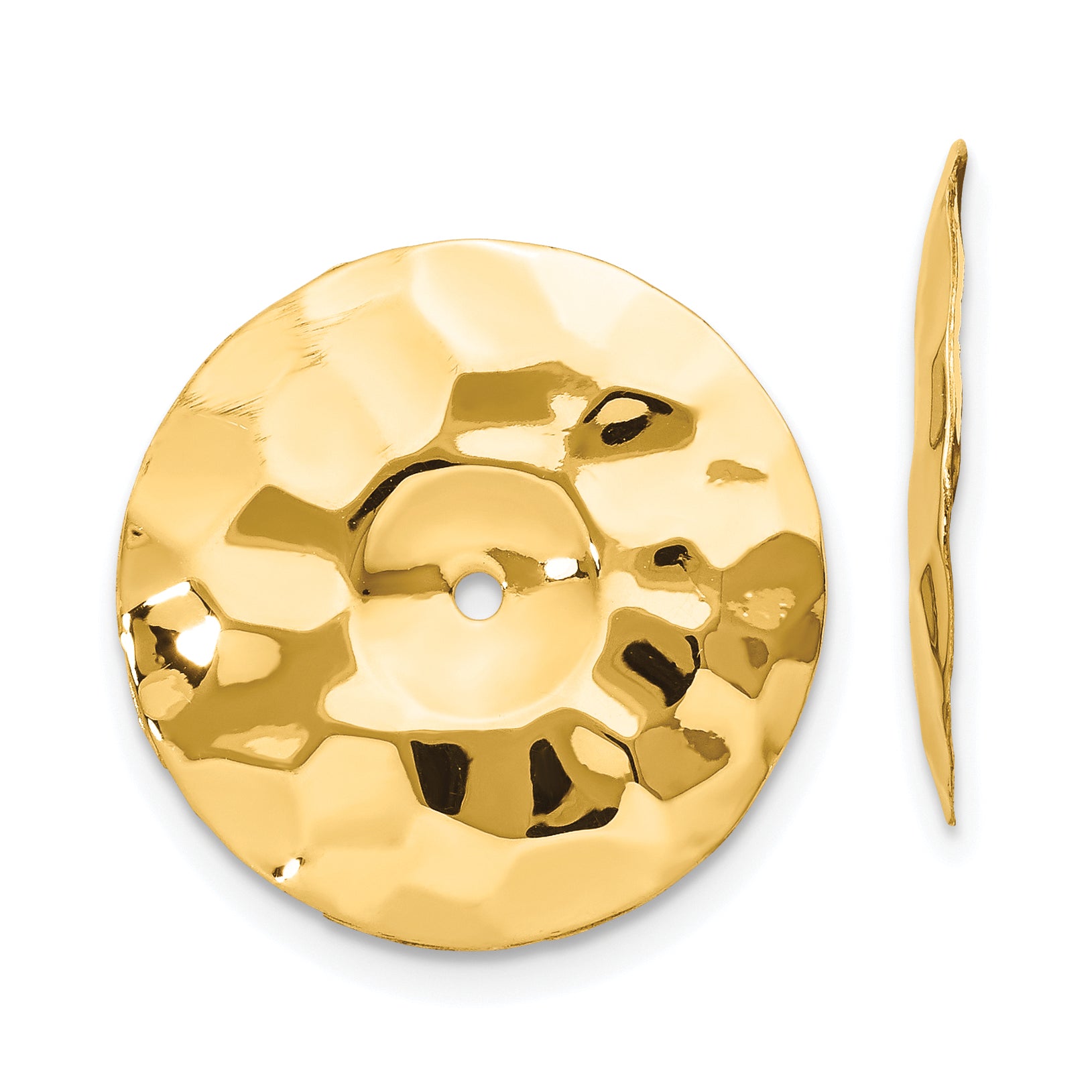 14k Polished Hammered Disc Earring Jackets Main image