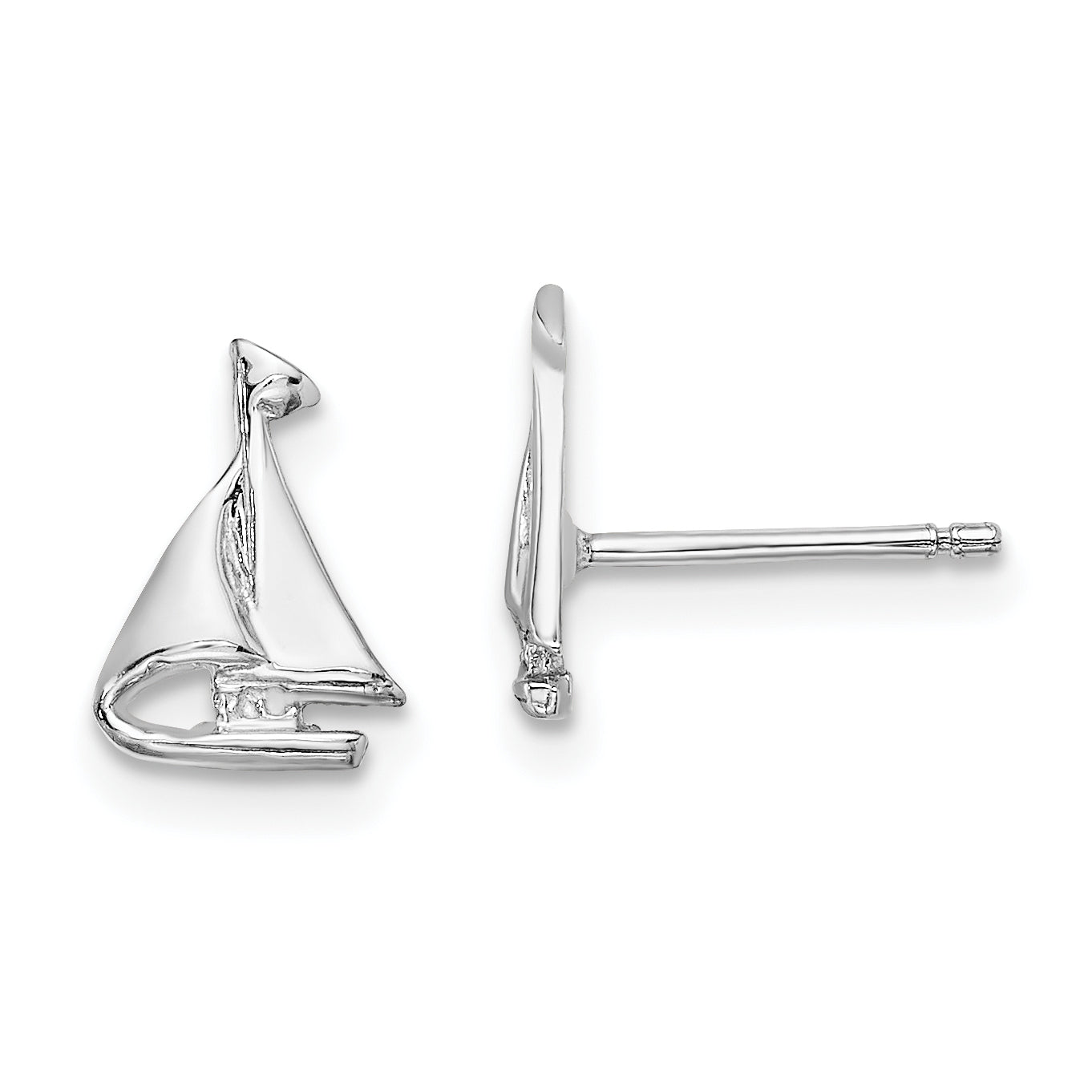 14K White Gold Mini Sailboat Post Earrings Main image