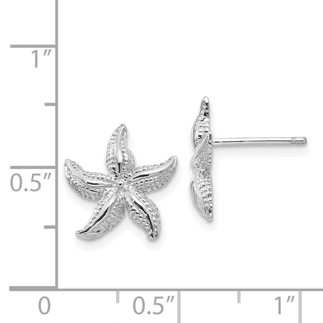 14k White Gold  Starfish Earrings