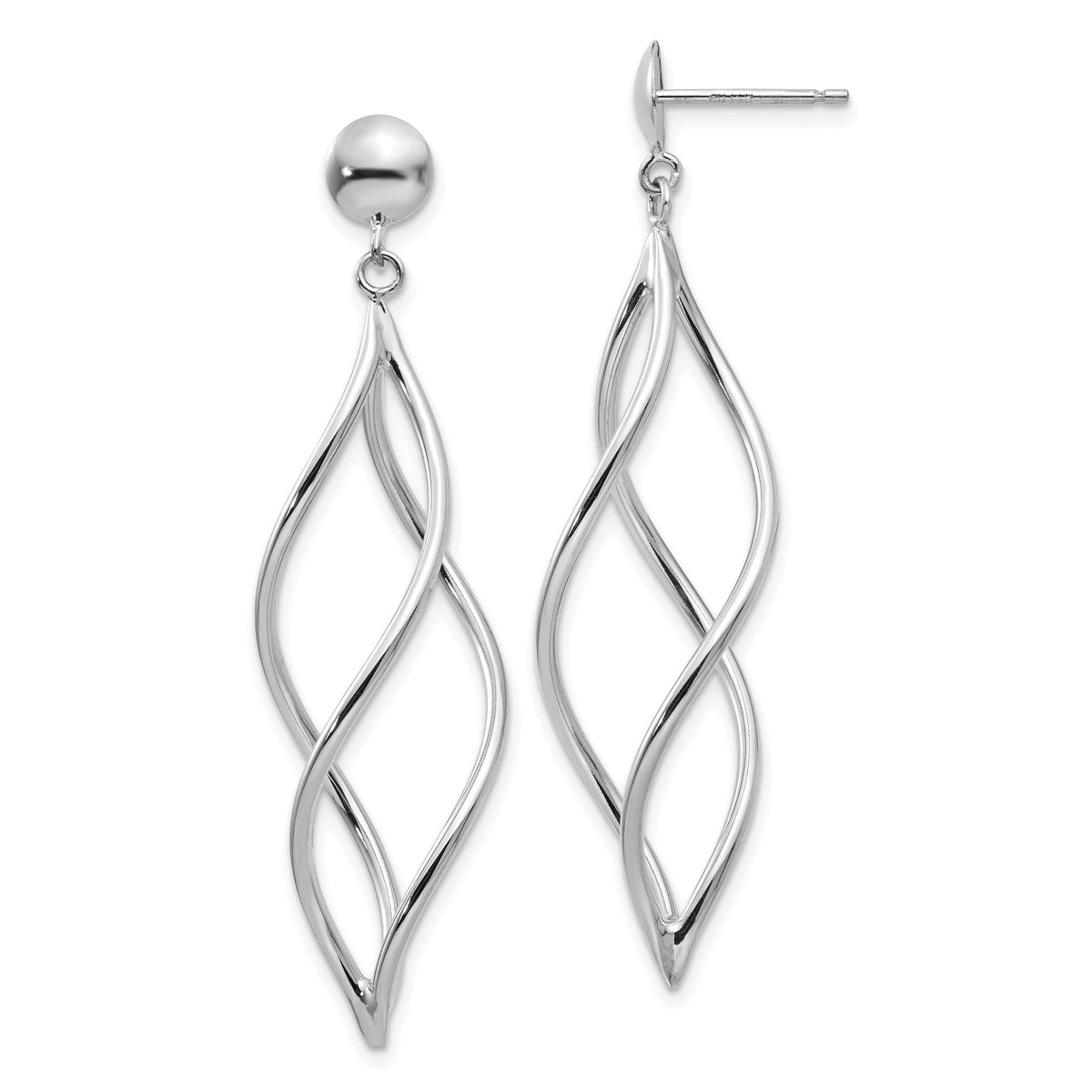 Swirl Dangle Earrings in 14K White Gold, 12mm - Sophia Jewelers Main image