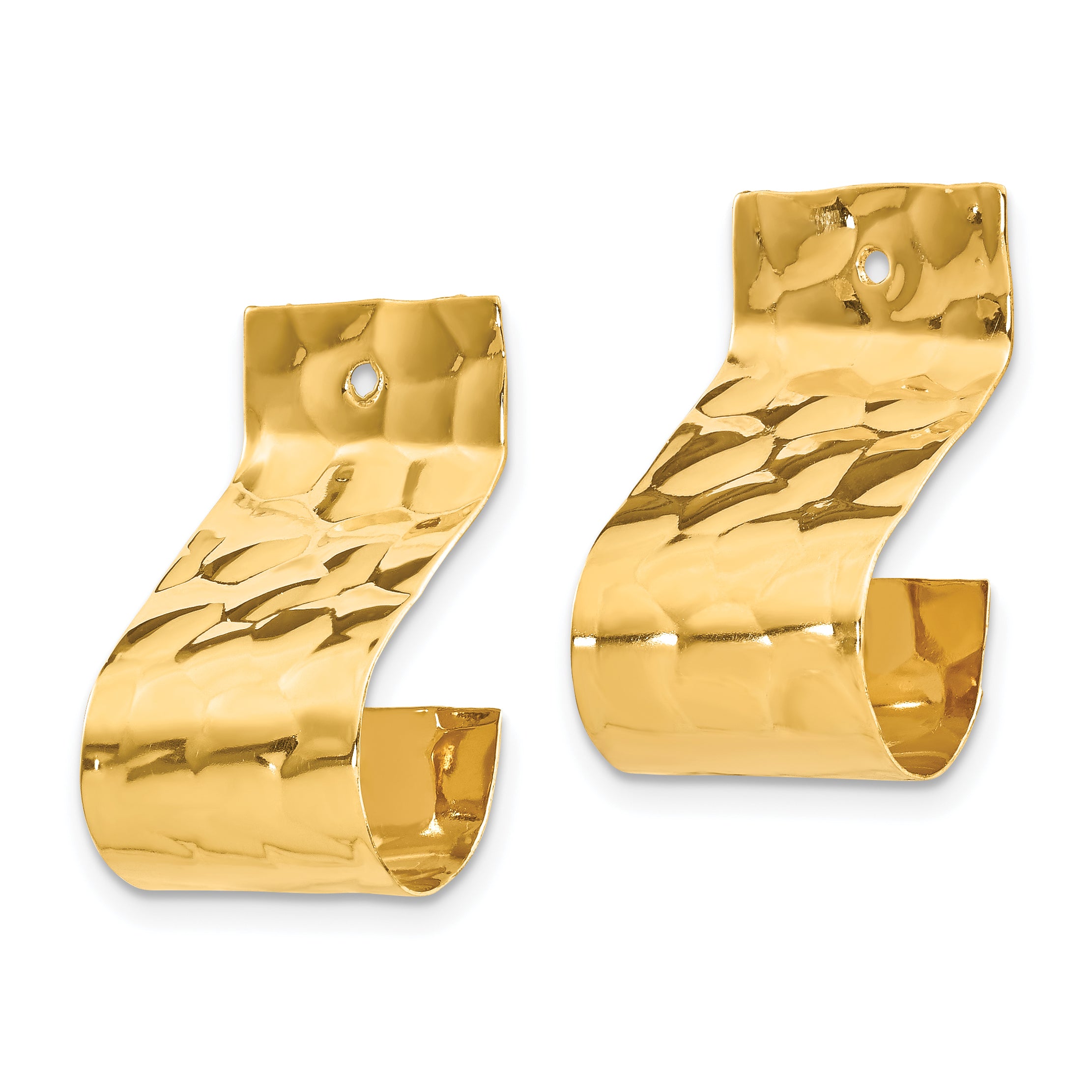 14k Polished Hammered Earring Jackets Secondary image