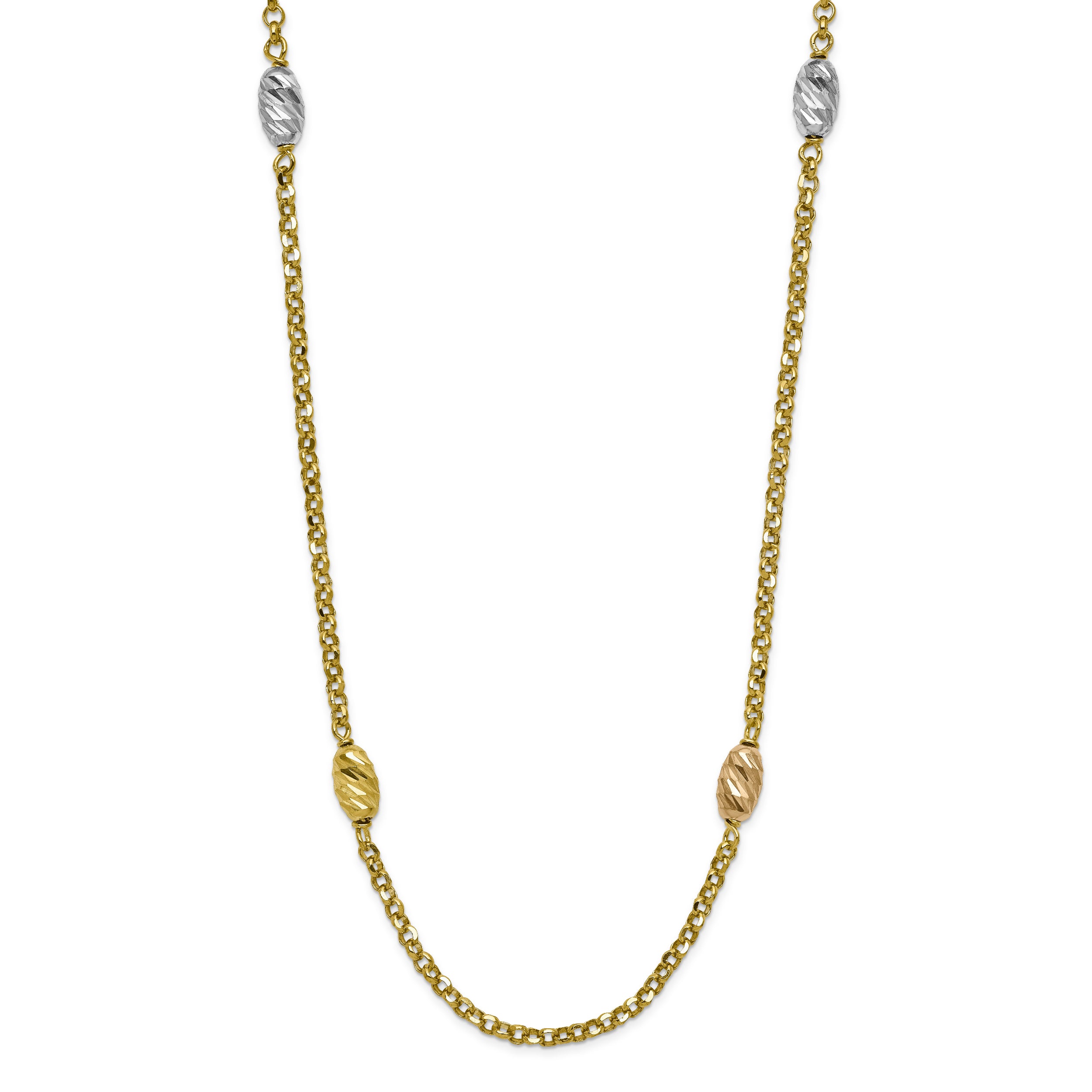 Sterling Silver long rolo classic neck with marquise shape dc balls-3color