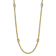 Sterling Silver long rolo classic neck with marquise shape dc balls-3color