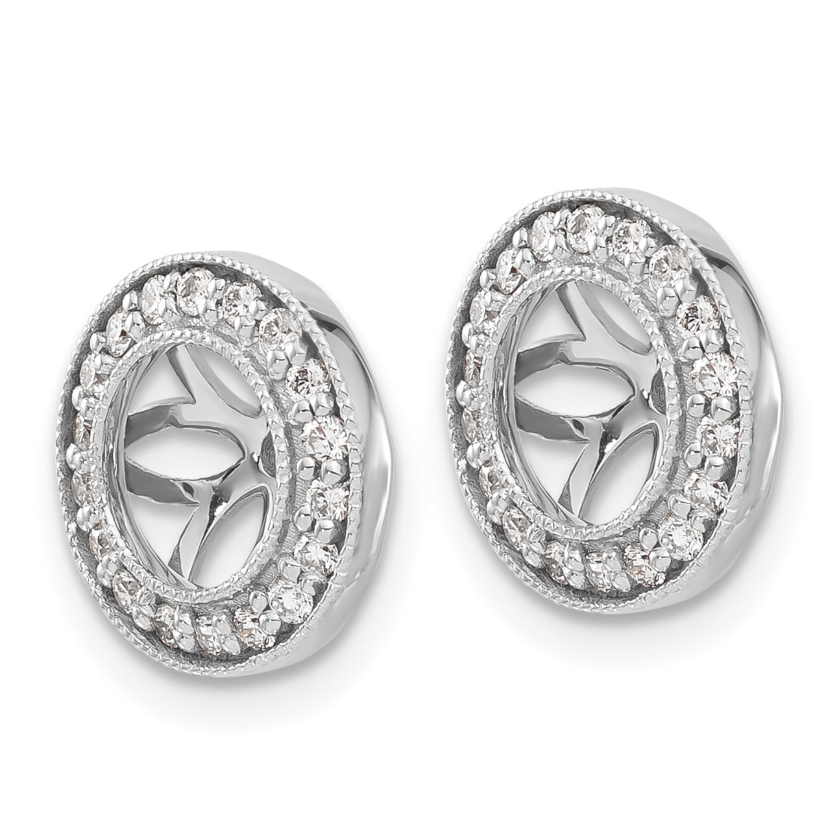 14k White Gold 1/3 carat Lab Grown Diamond VS/SI+ G+ with 6.5 mm Earring Jacket