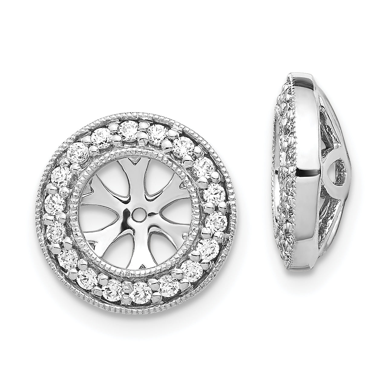 14k White Gold 1/3 carat Lab Grown Diamond VS/SI+ G+ with 6.5 mm Earring Jacket Main image
