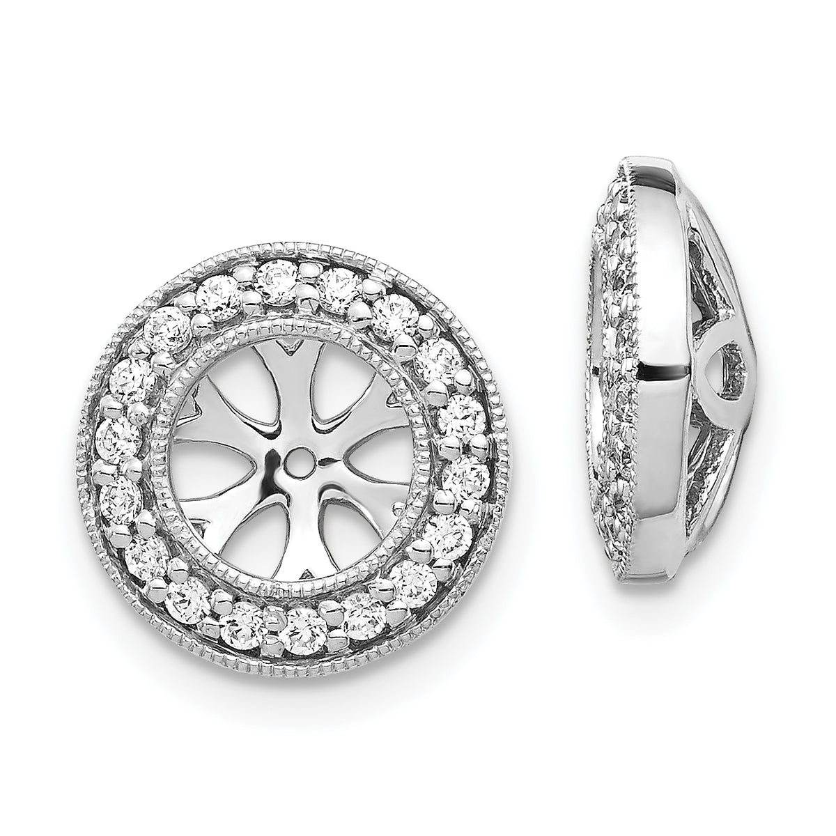 14k White Gold 1/3 carat Lab Grown Diamond VS/SI+ G+ with 6.5 mm Earring Jacket