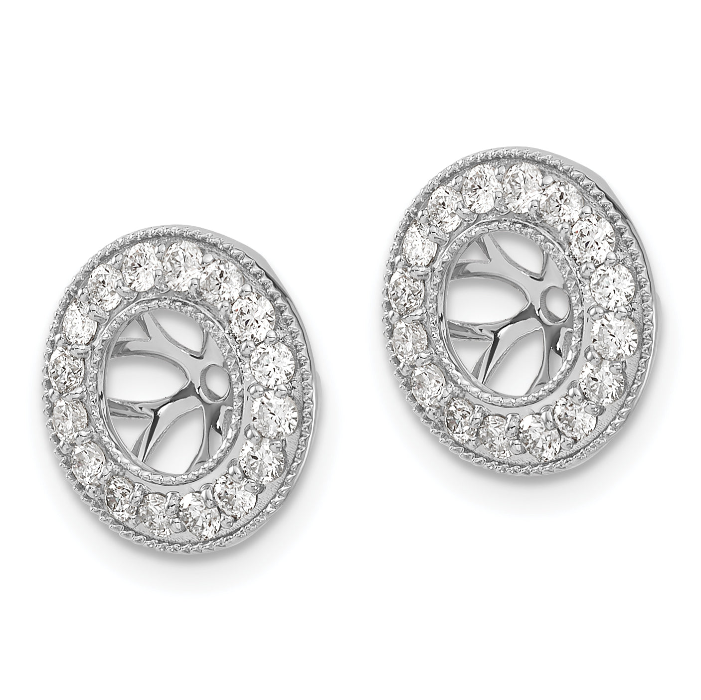 14k White Gold 5/8 carat Lab Grown Diamond VS/SI+ G+ with 6 mm Earring Jacket