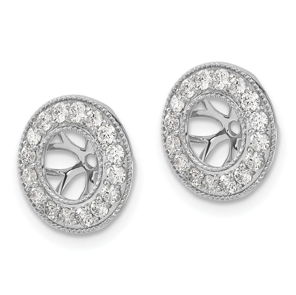 14k White Gold 5/8 carat Lab Grown Diamond VS/SI+ G+ with 6 mm Earring Jacket