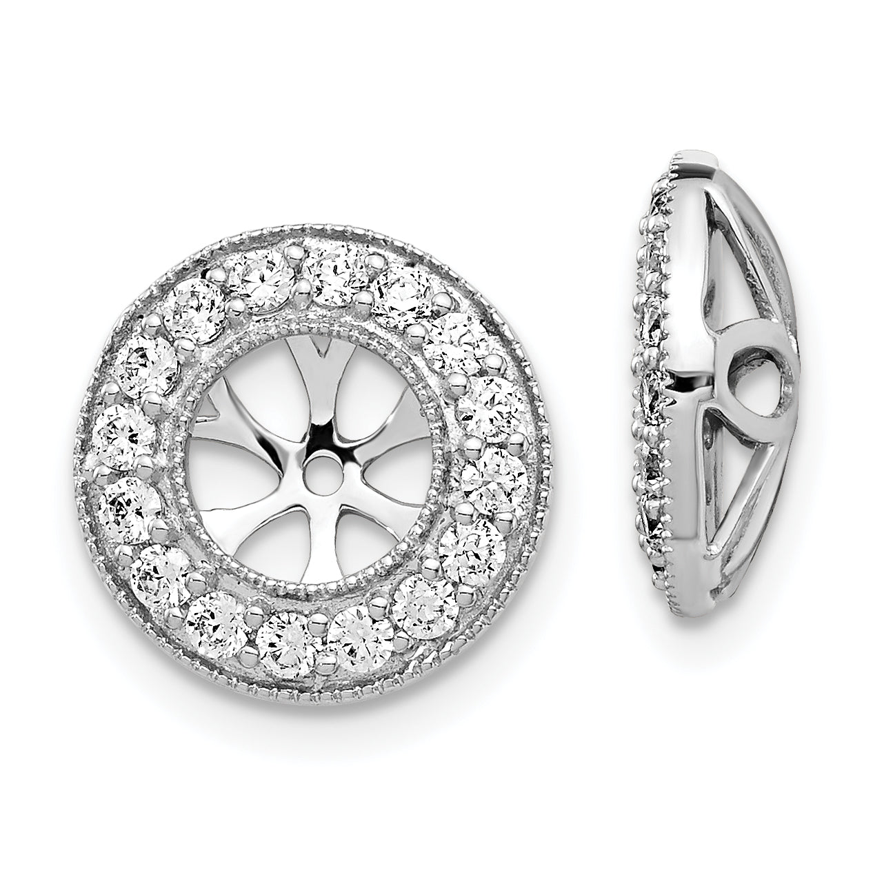 14k White Gold 5/8 carat Lab Grown Diamond VS/SI+ G+ with 6 mm Earring Jacket