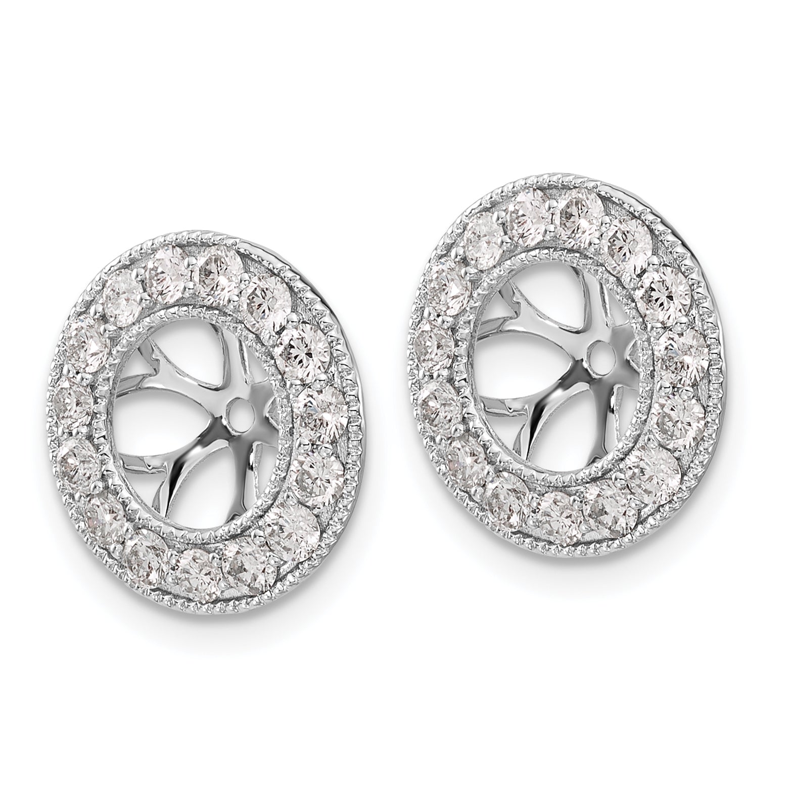 14k White Gold 1 carat Lab Grown Diamond VS/SI+ G+ with 7 mm Earring Jacket