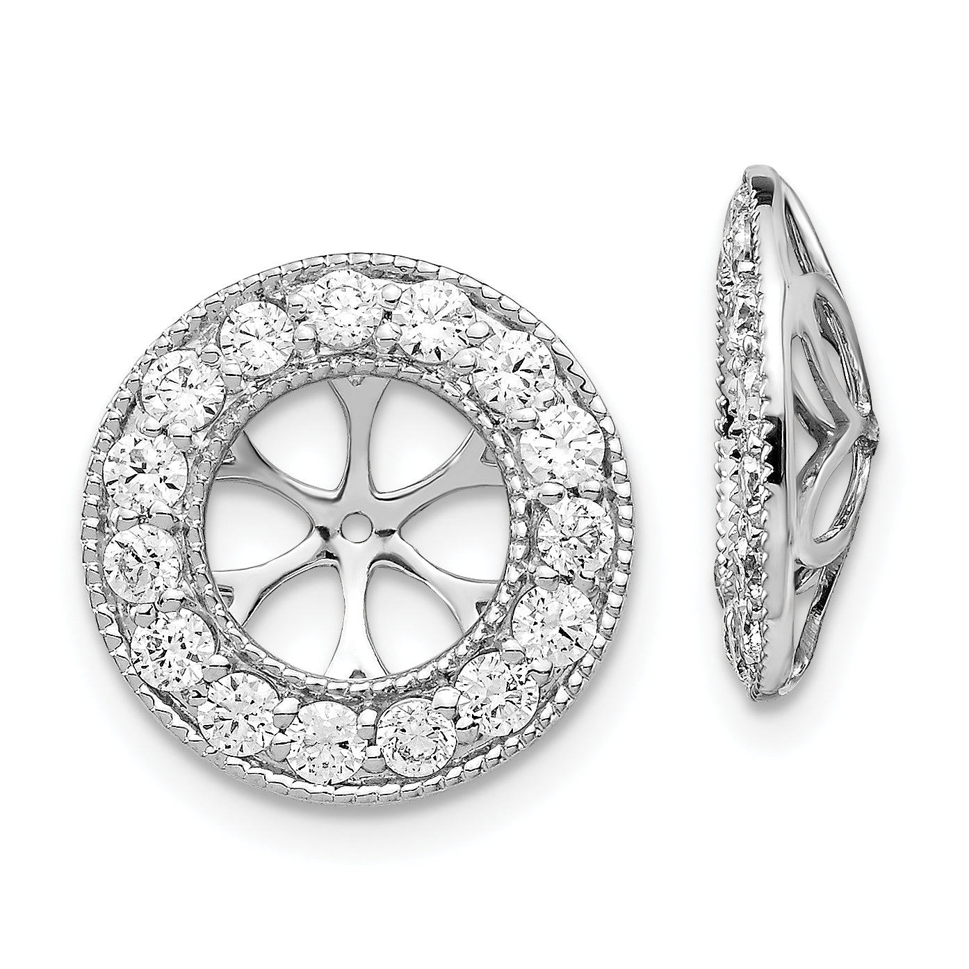 14k White Gold 1 carat Lab Grown Diamond VS/SI+ G+ with 7 mm Earring Jacket Main image