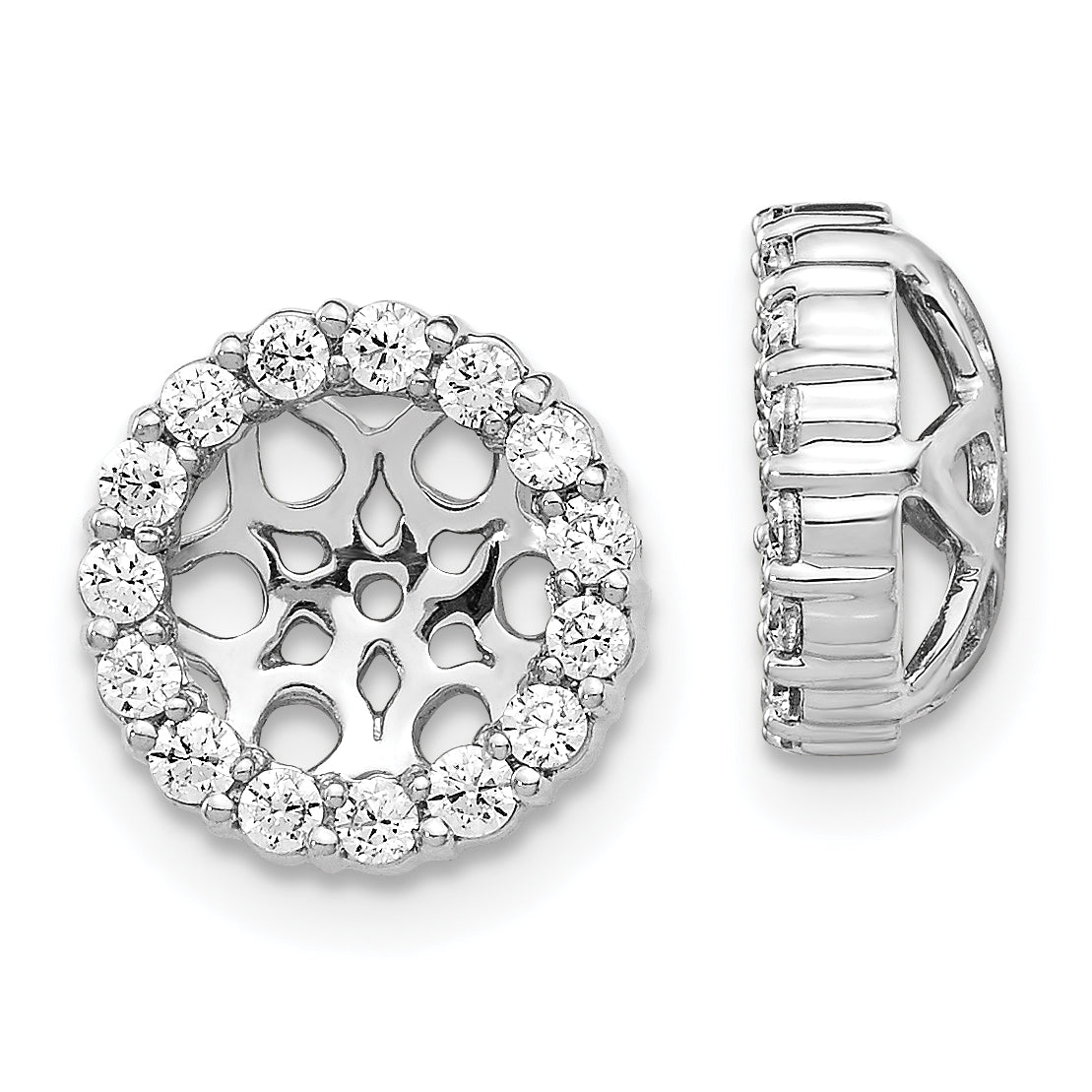 14k White Gold 1/2 carat Lab Grown Diamond VS/SI+ G+ for 6.5 mm Earring Jacket