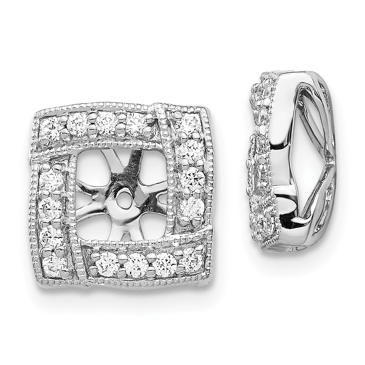 14k White Gold 1/3 carat Lab Grown Diamond VS/SI+ G+ with 4.5 mm Earring Jacket