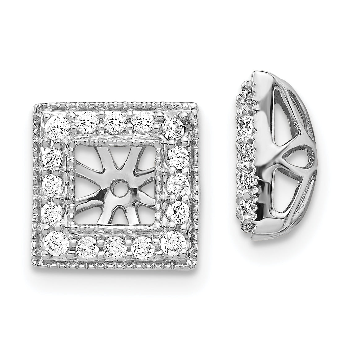 14k White Gold 1/3 carat Lab Grown Diamond VS/SI+ G+ with 4 mm Earring Jacket