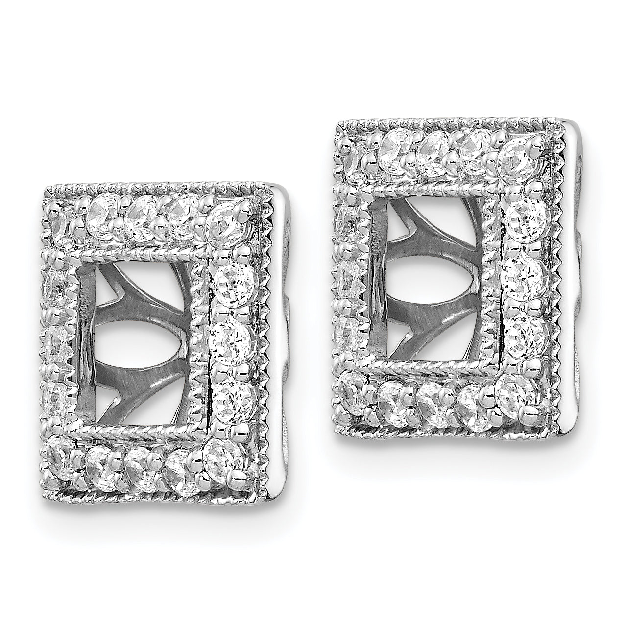 14k White Gold 1/2 carat Lab Grown Diamond VS/SI+ G+ with 4.75 mm Earring Jacket Secondary image