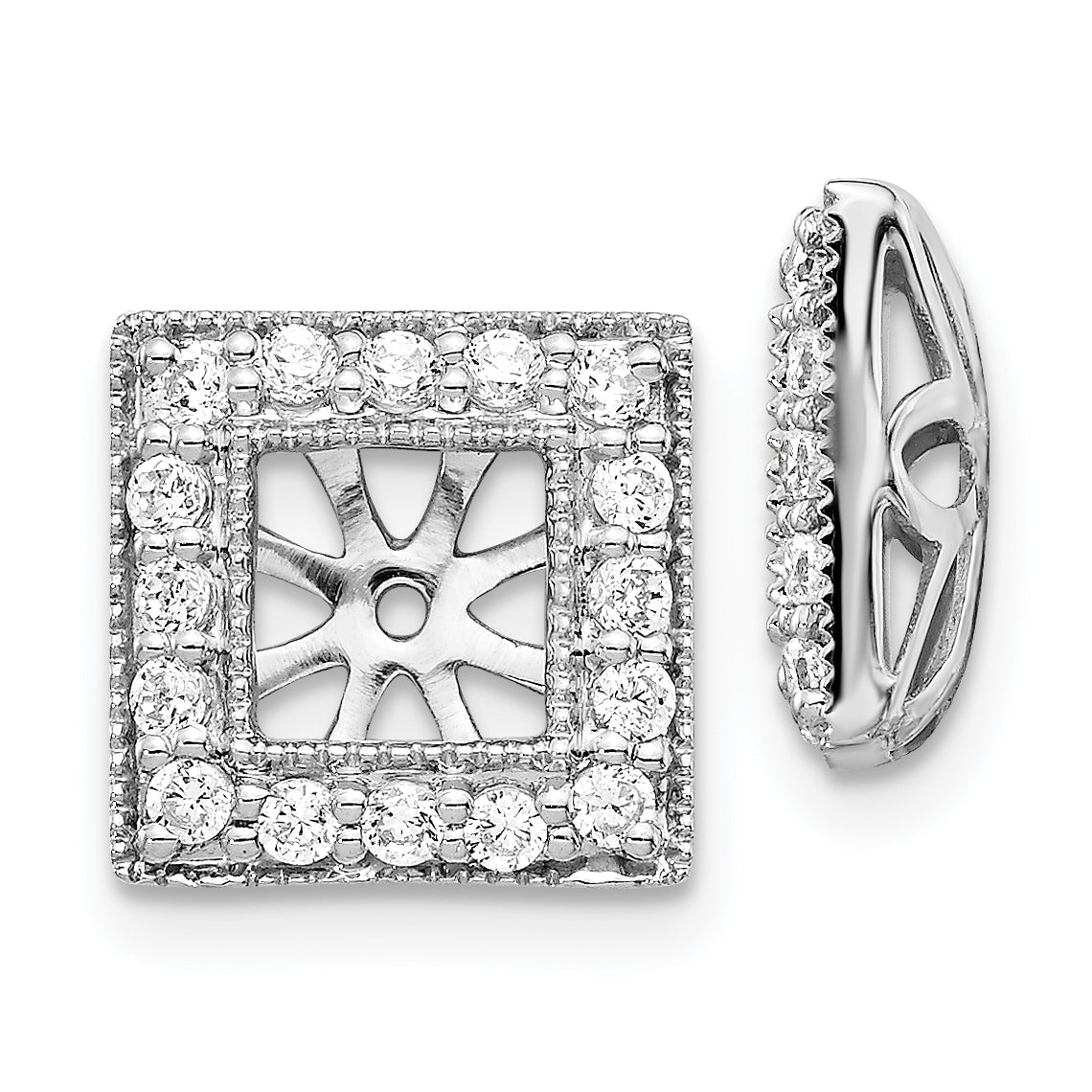 14k White Gold 1/2 carat Lab Grown Diamond VS/SI+ G+ with 4.75 mm Earring Jacket Main image
