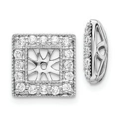 14k White Gold 1/2 carat Lab Grown Diamond VS/SI+ G+ with 4.75 mm Earring Jacket