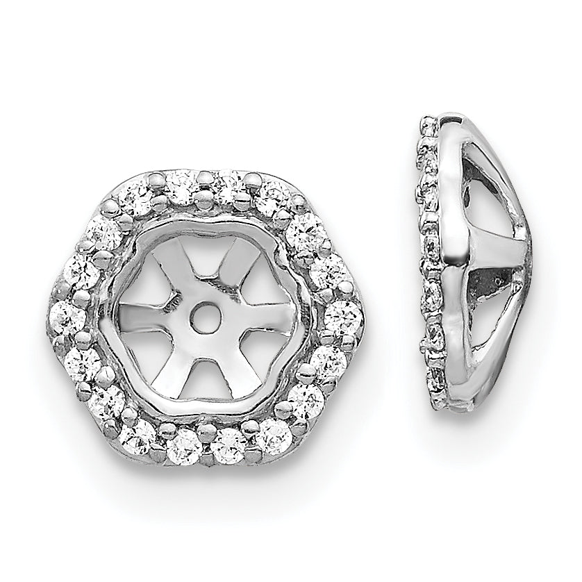 10k White Gold Hexagon Diamond Earring Jackets Main image