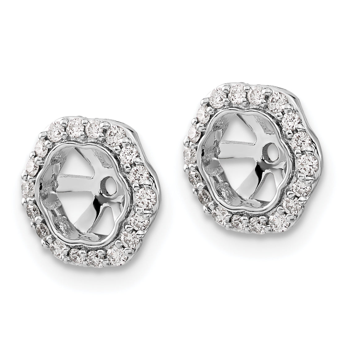 14k White Gold 1/4 carat Lab Grown Diamond VS/SI+ G+ with 5 mm Earring Jacket