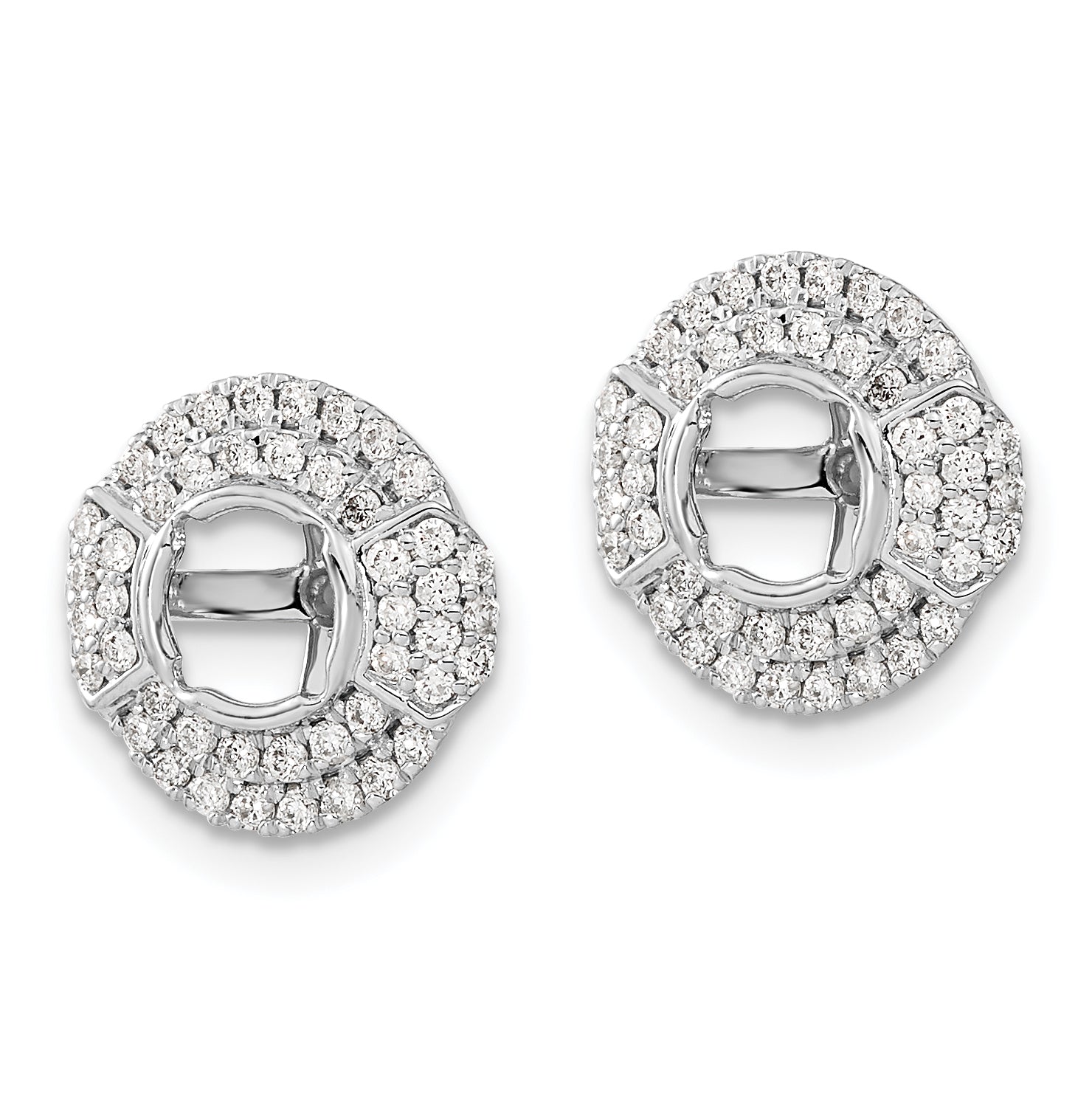 14k White Gold 1/2 carat Lab Grown Diamond VS/SI+ G+ with 4.5 mm Round Earring Jacket