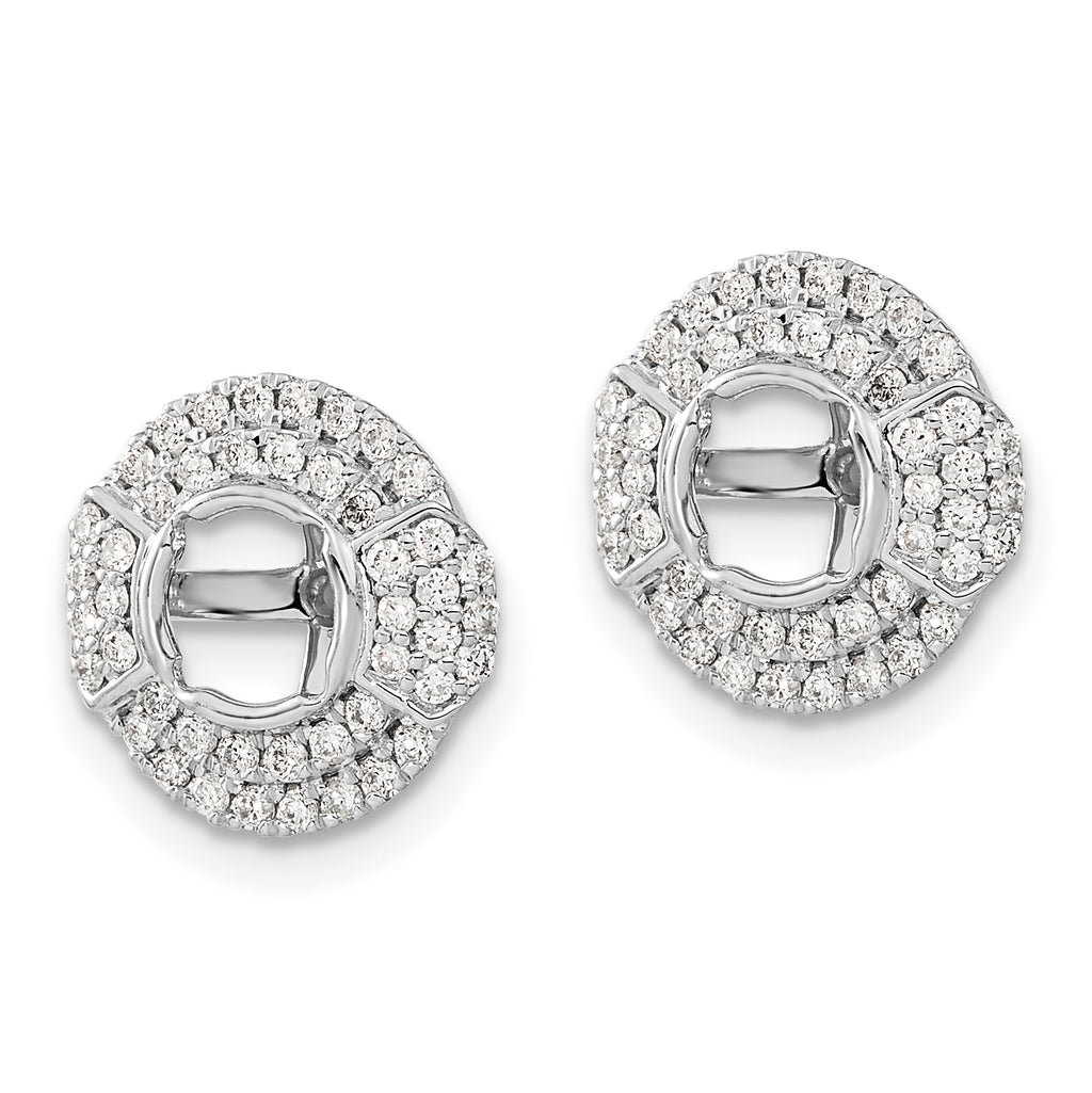 14k White Gold 1/2 carat Lab Grown Diamond VS/SI+ G+ with 4.5 mm Round Earring Jacket